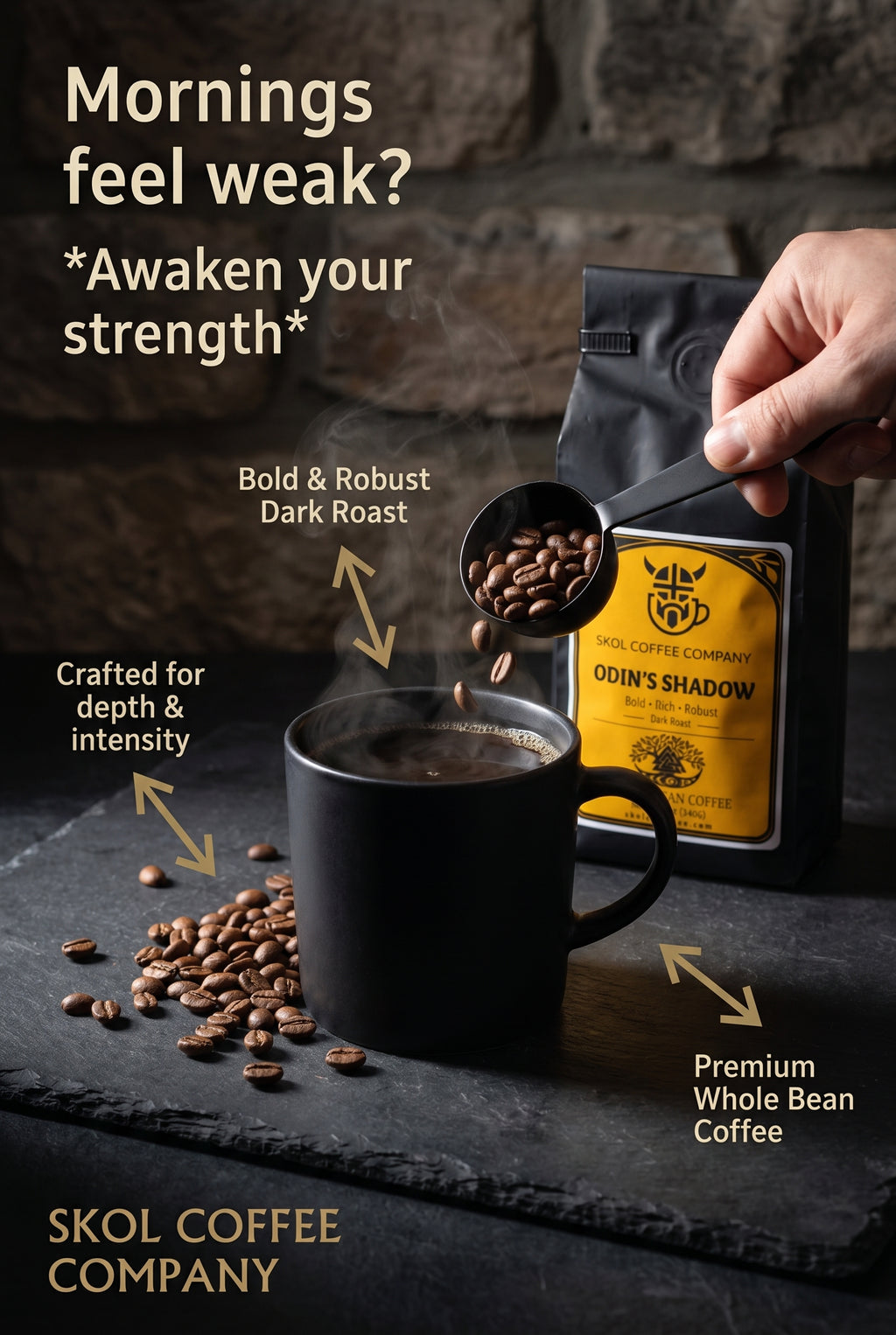 Odin’s Shadow - Whole Bean - Dark Roast - Origin from Uganda (Fair Trade and Organic)